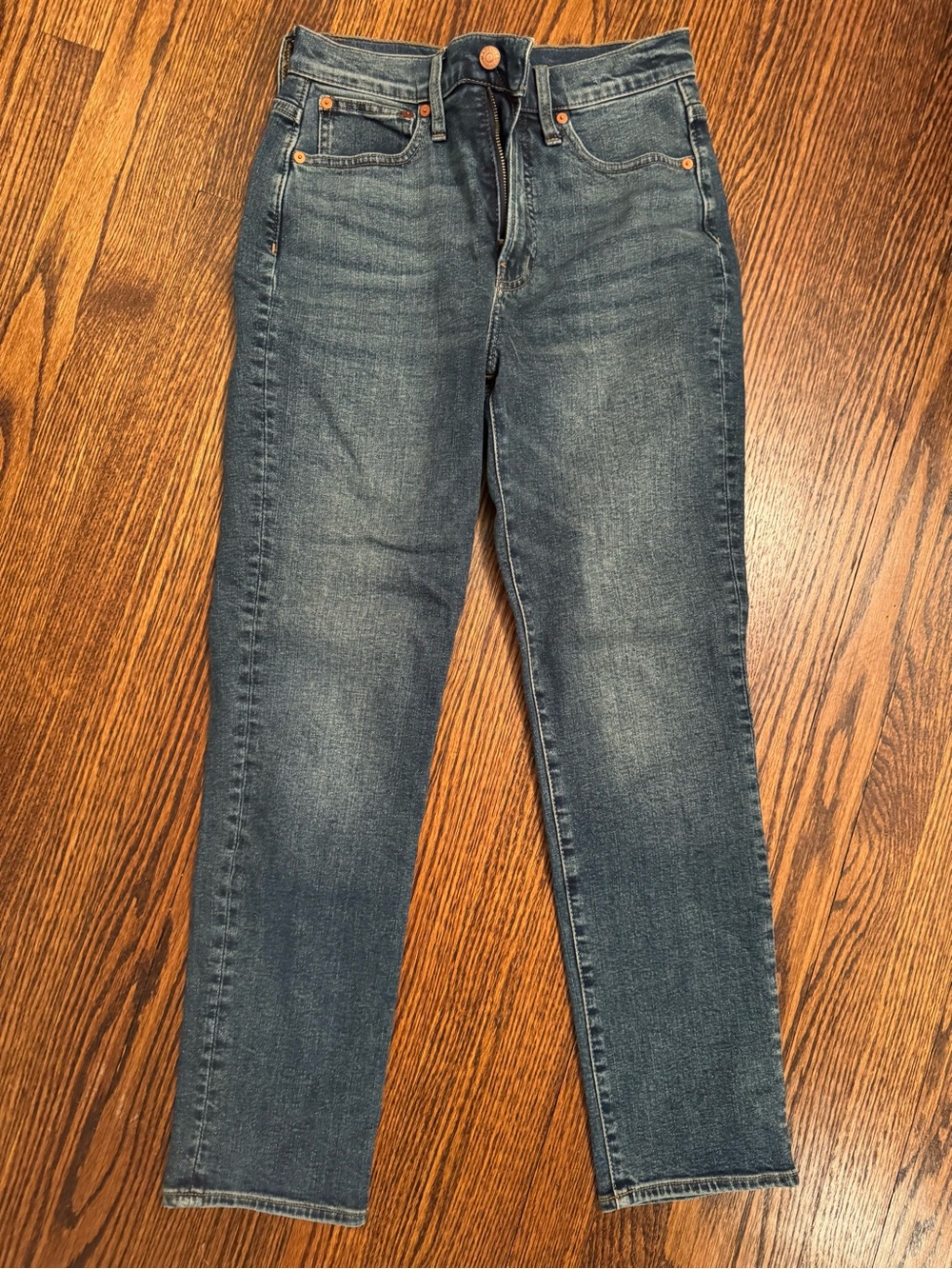 Madewell High-Rise Slim Straight Jeans in Faded Blue